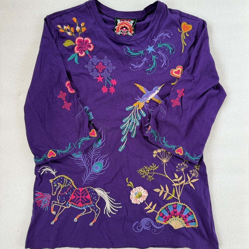 Johnny Was Ariela Embroidered Tee - Picture 2 of 7